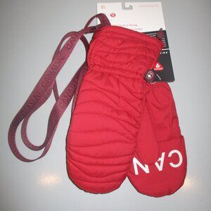 LULULEMON Red Quilted Mittens on a String - NWT Size xs/s